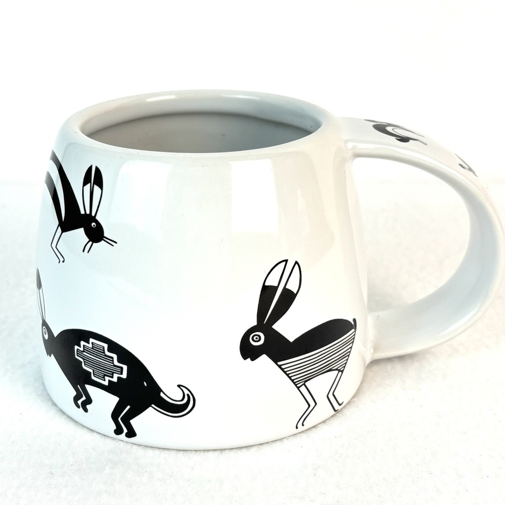 Treasure Chest Rabbit Mug Spirit Animal Las Cruces NM White Black #207 1998 10oz